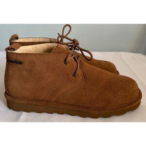 BearPaw Womens Brown Suede Chukka Bootie Lace Up Wool Lining Size 11 US